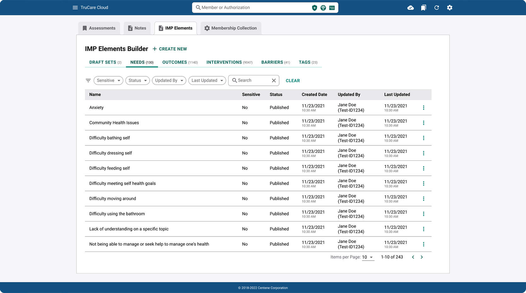 Dashboard view of the Assessments product.